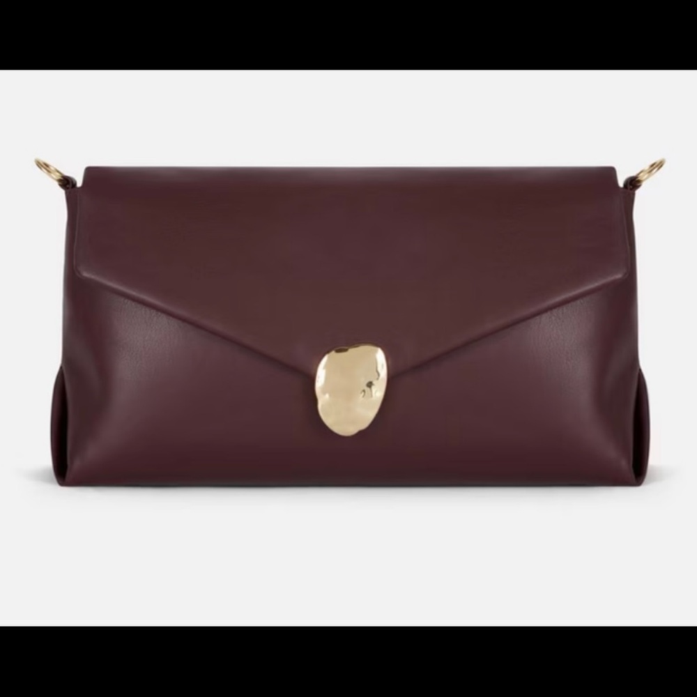 Elegant Burgundy Clutch with Gold Accent - Picture 5 of 5